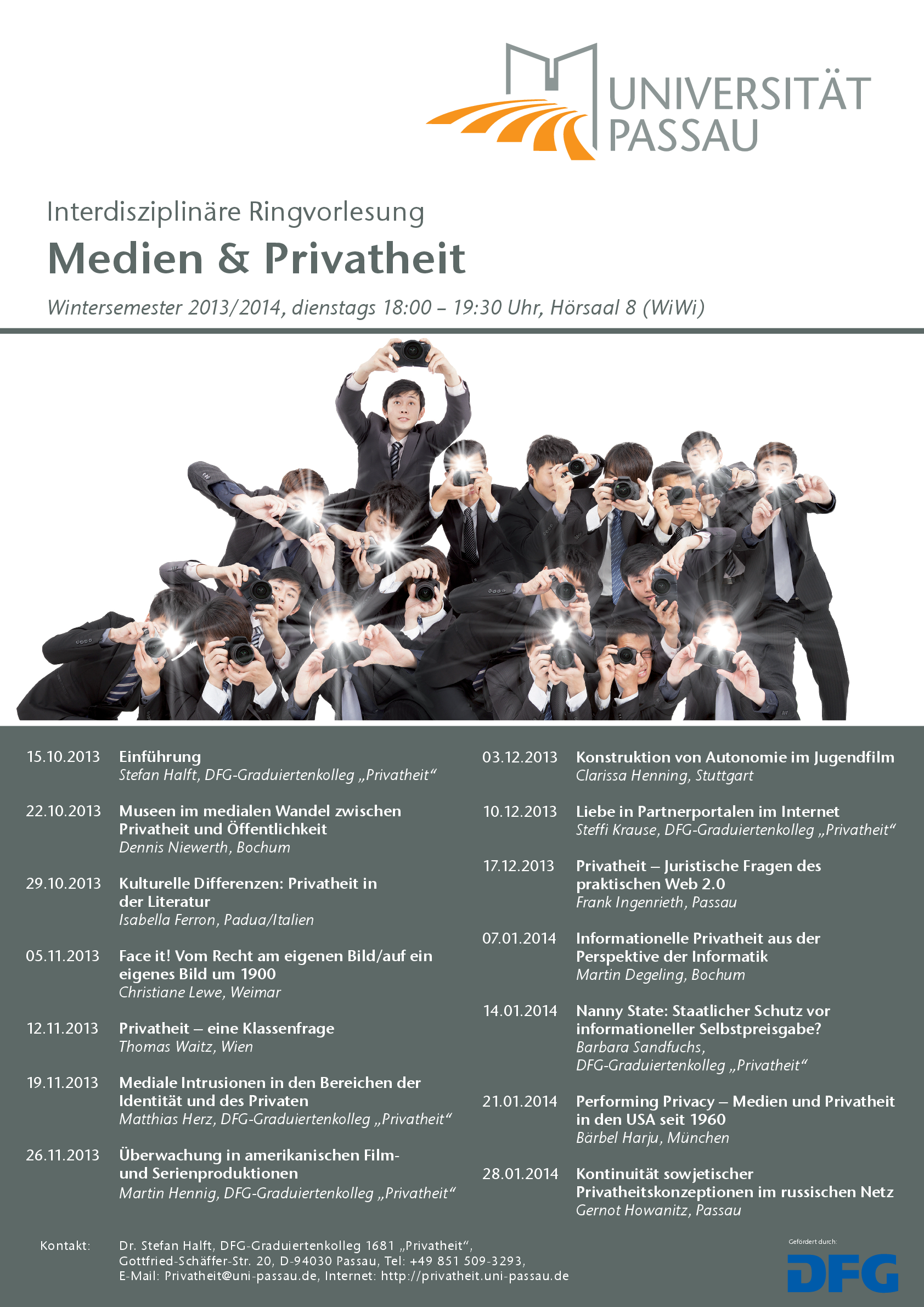 Plakat der Vorlesungsreihe 'Medien und Privatheit'